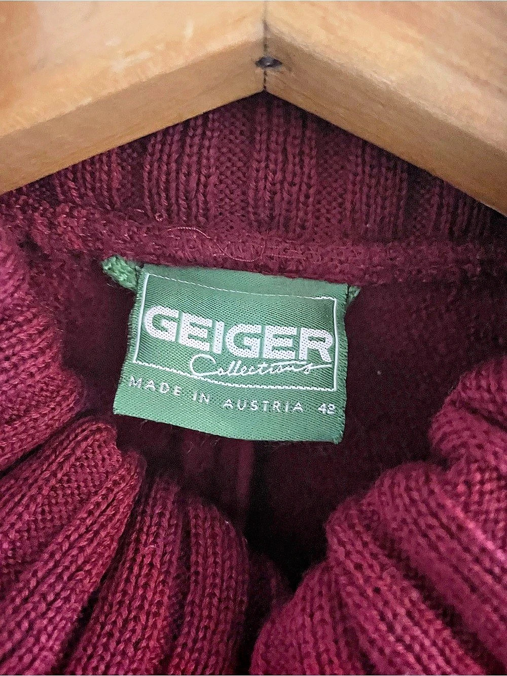 Vintage Geiger Raspberry Boiled Wool Long Coat Austria Sz EU 42 US 8 - Picture 4 of 16